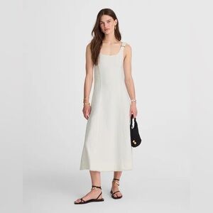 Madewell Denim Scoopneck Midi Dress Pure White Wash A Line NWT Size XL